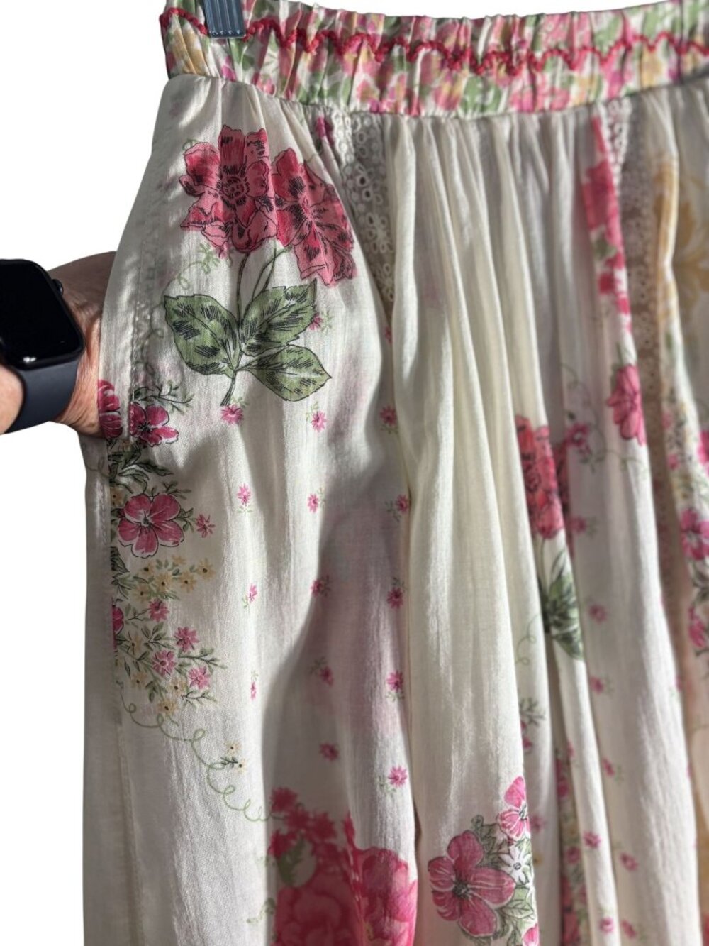 Intimately Free People Vintage Floral Lounge Pants With Lace Hem Elastic Waist - Picture 3 of 16